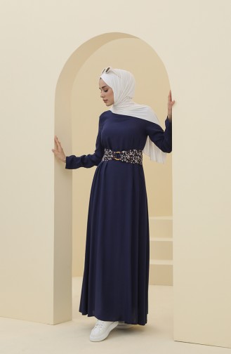 Dunkelblau Hijab Kleider 8325-02