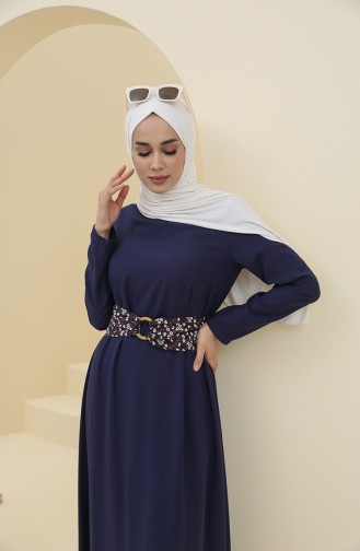 Navy Blue Hijab Dress 8325-02