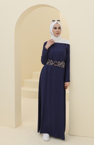 Navy Blue Hijab Dress 8325-02
