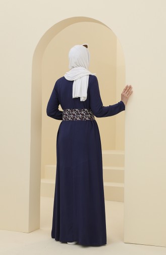 Navy Blue Hijab Dress 8325-02