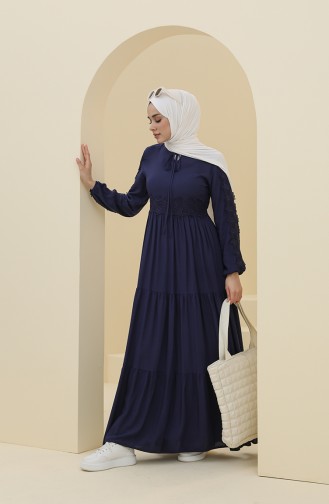 Dunkelblau Hijab Kleider 8326-03