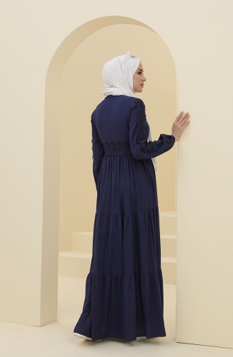 Dunkelblau Hijab Kleider 8326-03