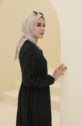 Schwarz Hijab Kleider 8326-02