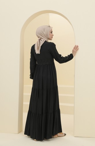 Schwarz Hijab Kleider 8326-02