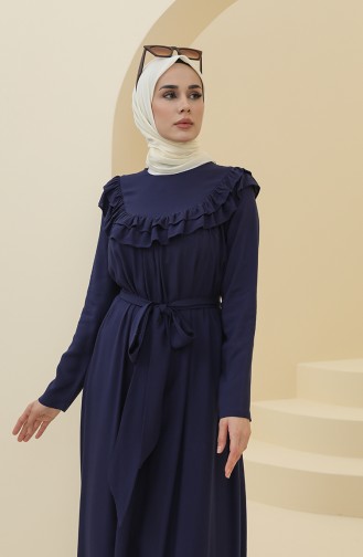 Navy Blue Hijab Dress 8318-05