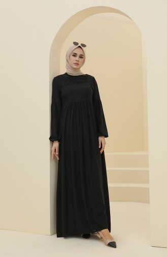 Schwarz Hijab Kleider 8323-02
