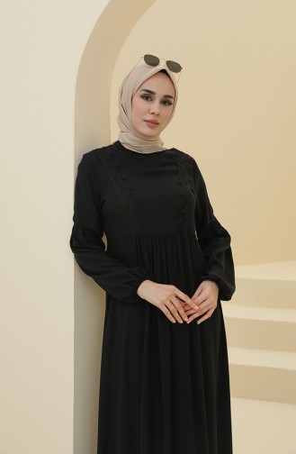 Schwarz Hijab Kleider 8323-02