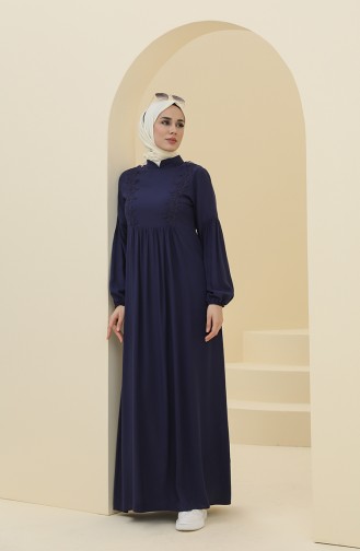 Navy Blue Hijab Dress 8323-04