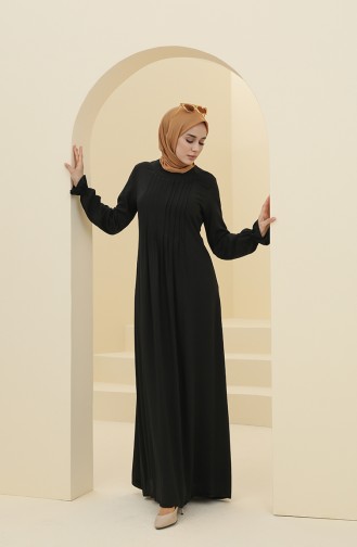 Schwarz Hijab Kleider 8324-02
