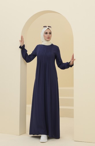 Dunkelblau Hijab Kleider 8324-03
