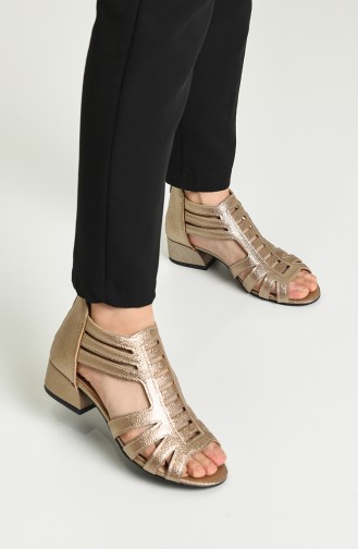 Bayan Topuklu Sandalet Y5-8-01 Altın Rolax