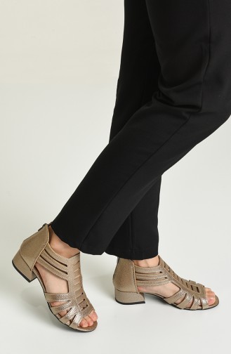 Bayan Topuklu Sandalet Y5-8-01 Altın Rolax