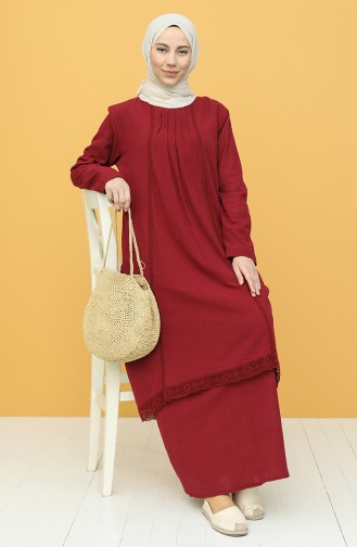 Weinrot Hijab Kleider 42201-01