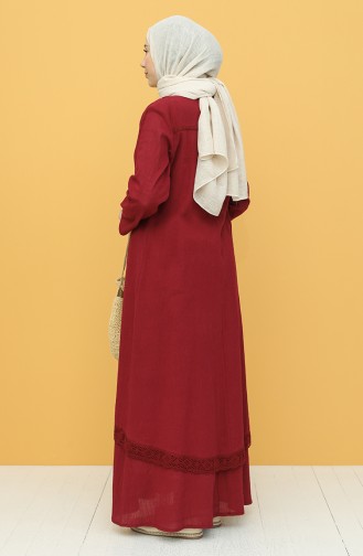 Weinrot Hijab Kleider 42201-01