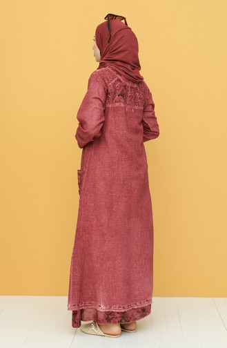 Beige-Rose Hijab Kleider 92206-05