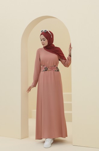 Beige-Rose Hijab Kleider 8325-04