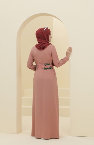 Beige-Rose Hijab Kleider 8325-04
