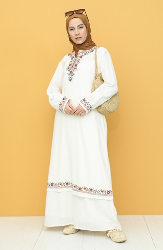 Cream Hijab Dress 22209-03