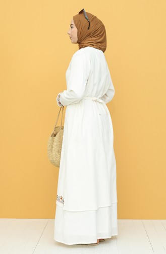 Cream Hijab Dress 22209-03
