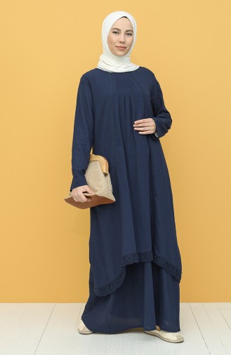 Navy Blue Hijab Dress 42201-04