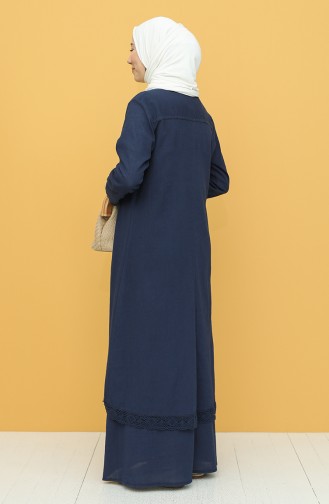 Dunkelblau Hijab Kleider 42201-04