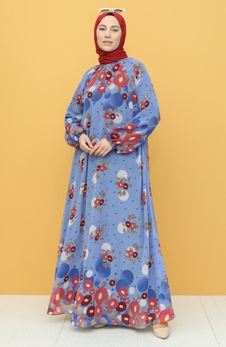 Blau Hijab Kleider 7290-02