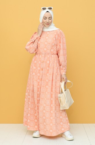 Salmon Hijab Dress 4338-02
