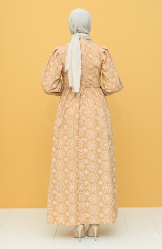 Beige Hijab Dress 4338-03