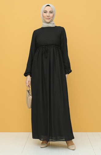 Büzgülü Elbise 4340-01 Siyah