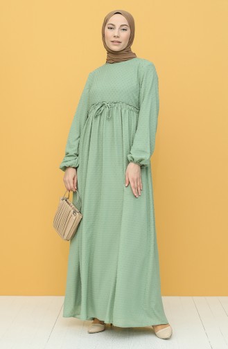 Green Almond Hijab Dress 4340-02