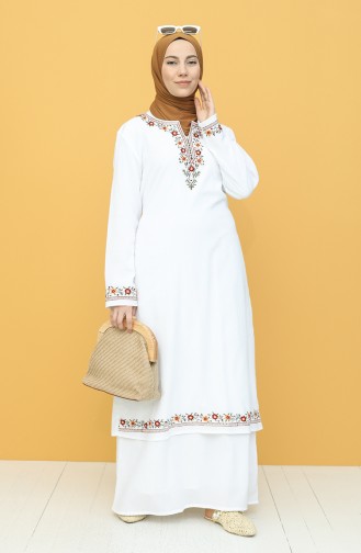 White Hijab Dress 22209-08