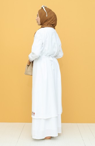 White Hijab Dress 22209-08