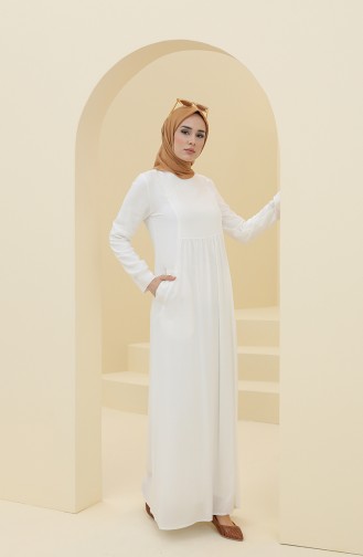 Ecru Hijab Dress 8316-01