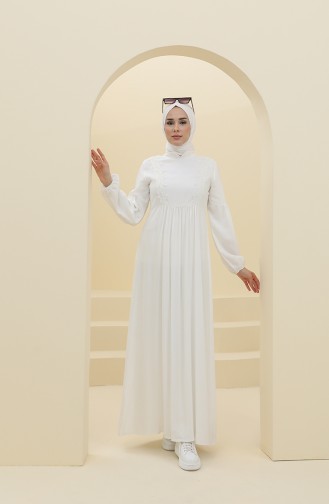 Ecru Hijab Dress 8323-01