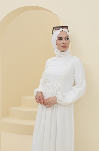 Ecru Hijab Dress 8323-01