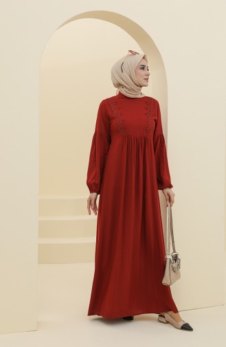 Claret Red Hijab Dress 8323-03