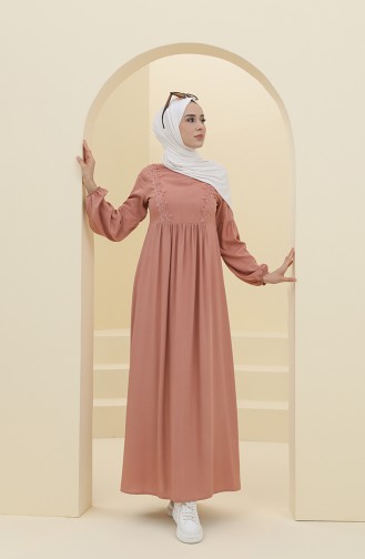 Beige-Rose Hijab Kleider 8323-05