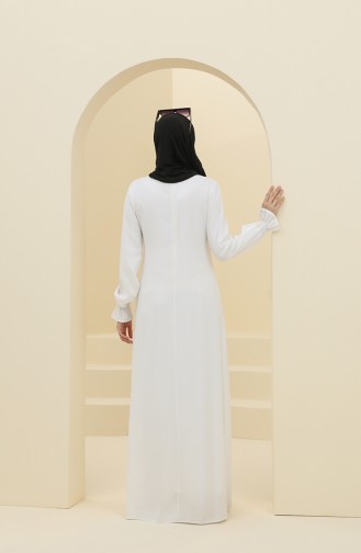 Ecru Hijab Dress 8324-01