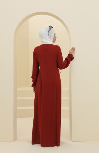 Claret Red Hijab Dress 8324-04