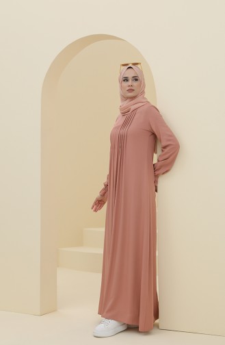 Beige-Rose Hijab Kleider 8324-05