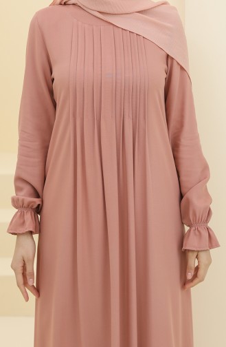 Beige-Rose Hijab Kleider 8324-05