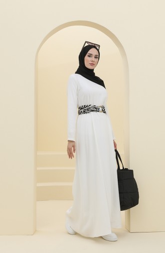 Ecru Hijab Dress 8325-01