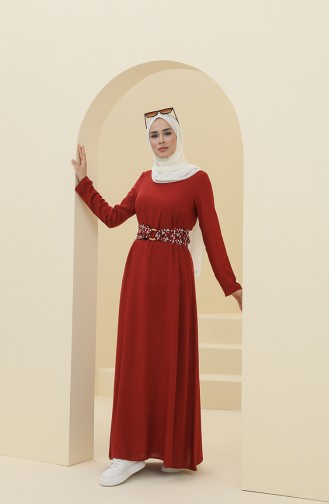 Claret Red Hijab Dress 8325-05