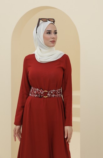 Claret Red Hijab Dress 8325-05