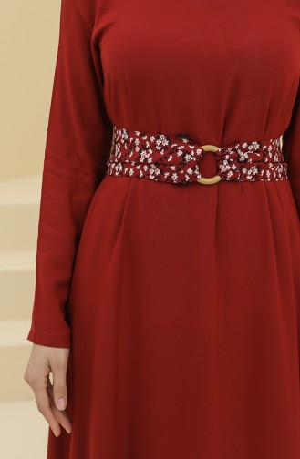 Claret Red Hijab Dress 8325-05