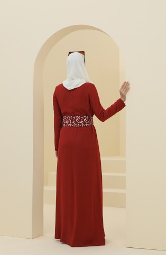 Claret Red Hijab Dress 8325-05