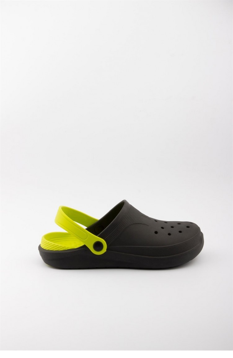 Black Summer Slippers 3474 Mm Siyah Fistik Yesil Sefamerve