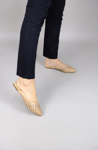 Cream Woman Flat Shoe 1100-01