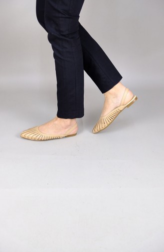 Cream Woman Flat Shoe 1100-01