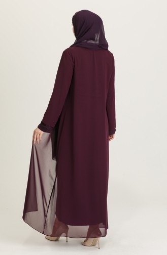 Purple Hijab Evening Dress 4264-02